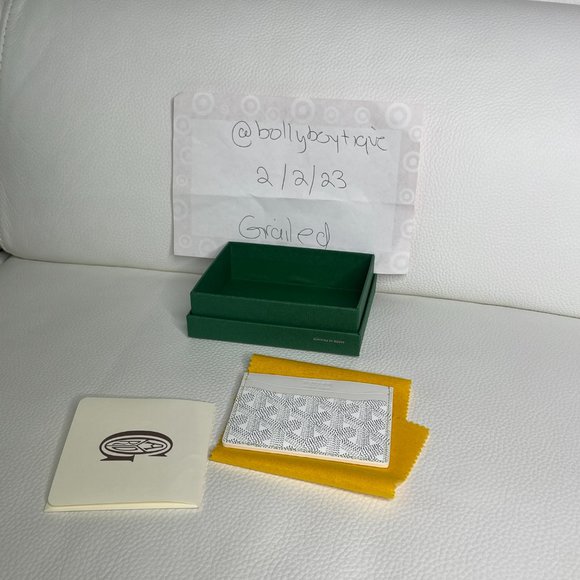 New Goyard SaintSulpice CardHolder- Elegant Rare White Canvas /Leather - Picture 8 of 10